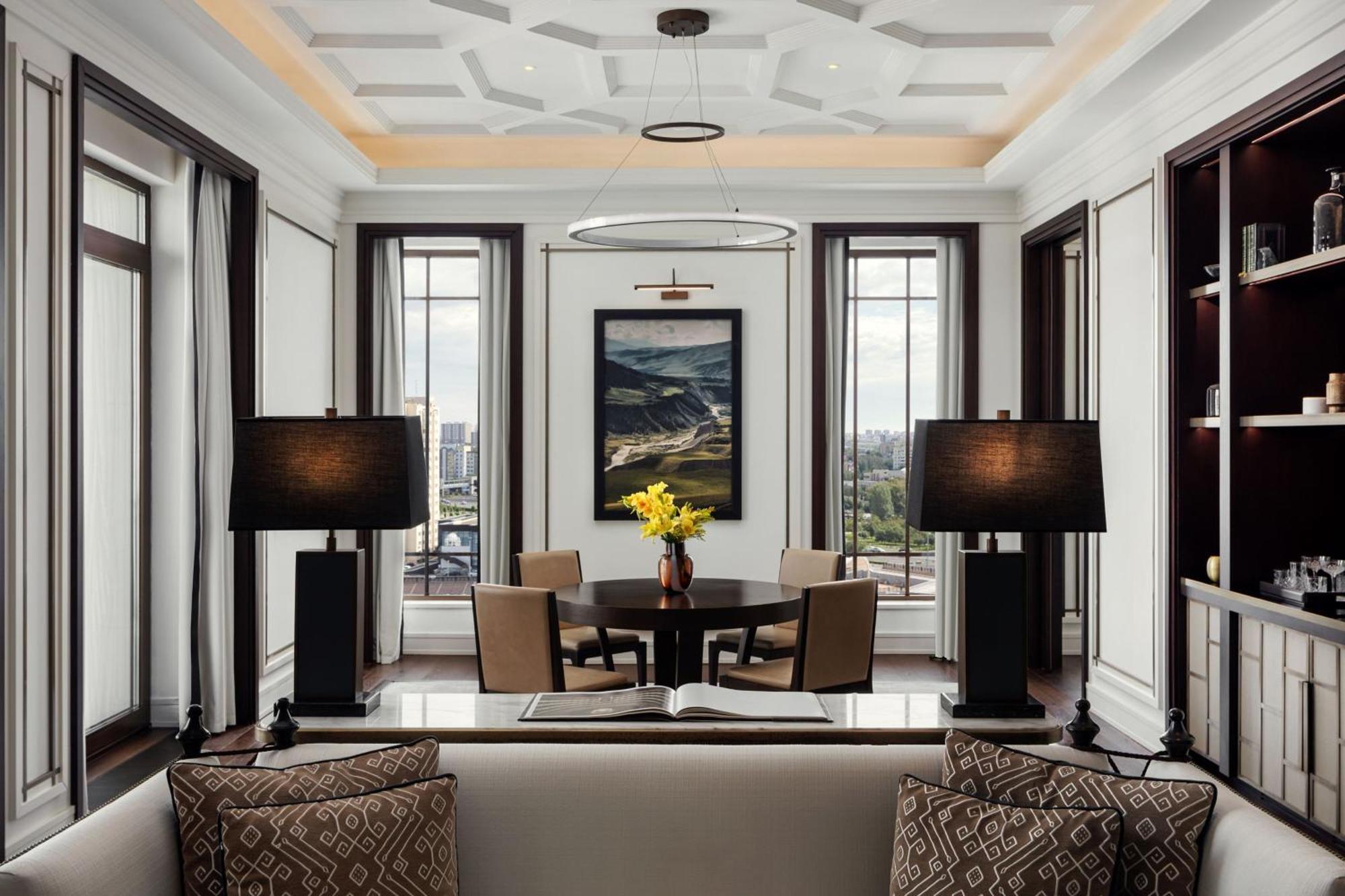The St. Regis Astana Hotel Bagian luar foto A living room at The Ritz-Carlton, Boston